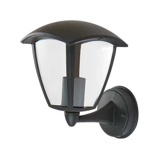 Klassieke zwarte wandlamp voor buiten met E27 Zigbee filament led lamp laag