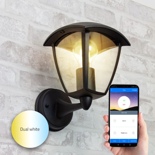 Klassieke zwarte wandlamp voor buiten met E27 Milight slimme verlichting led lamp