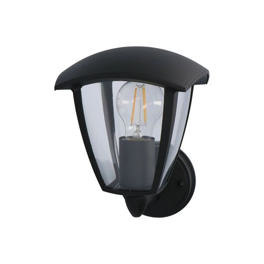 Klassieke zwarte wandlamp voor buiten met E27 Zigbee filament led lamp laag