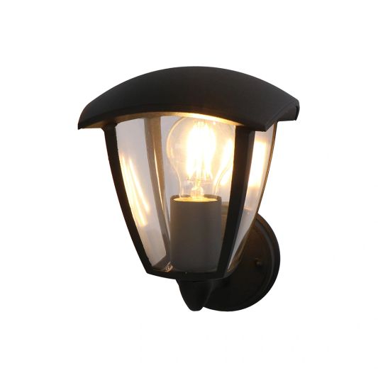 Klassieke zwarte wandlamp voor buiten met E27 Zigbee filament led lamp laag