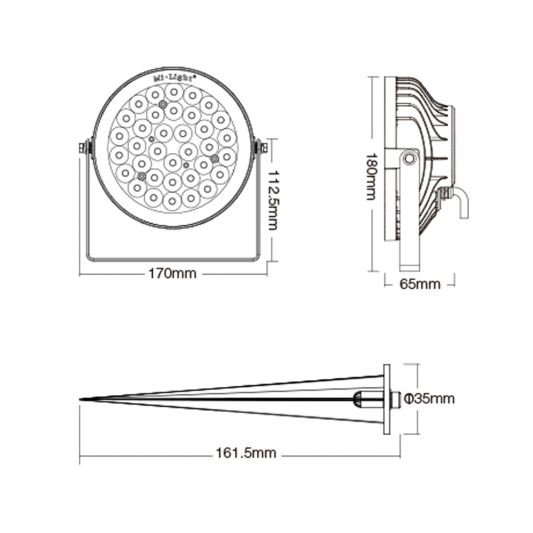 Milight RGBWW LED Tuinspot mét Wifi module 25 Watt