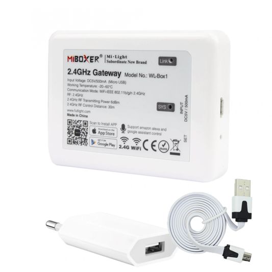 Milight starterspakket 7: 3x GU10 RGBWW Wifi spot met Wifi module Ibox2