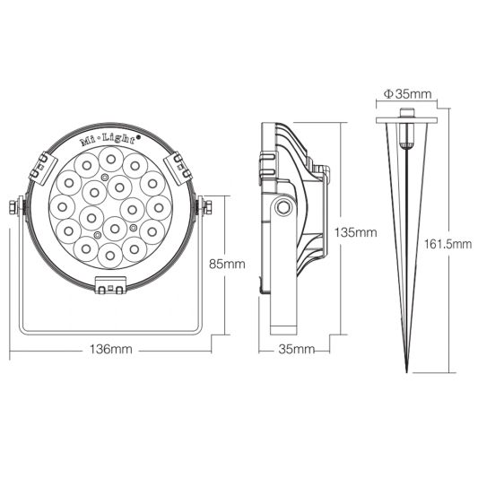 Milight WIFI LED tuinspot RGBWW set - 9 Watt