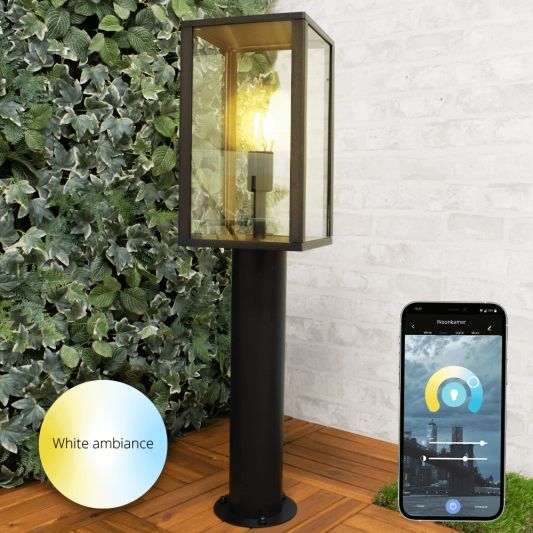 Moderne staande lamp voor buiten met E27 Zigbee filament led lamp