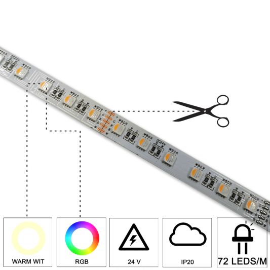 RGBW Premium led strip set met afstandsbediening 11 tot 20 meter