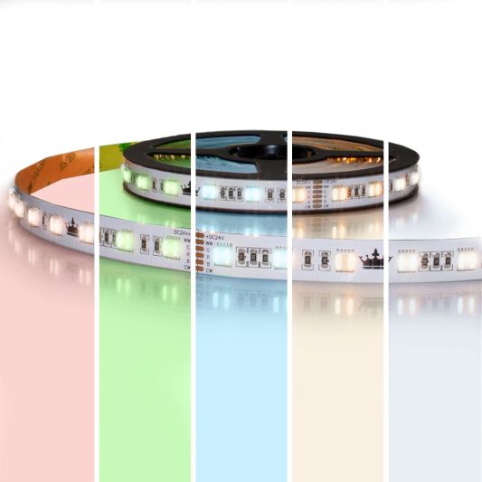 RGBWW premium led strip per meter inclusief controller en voeding 21-25 meter